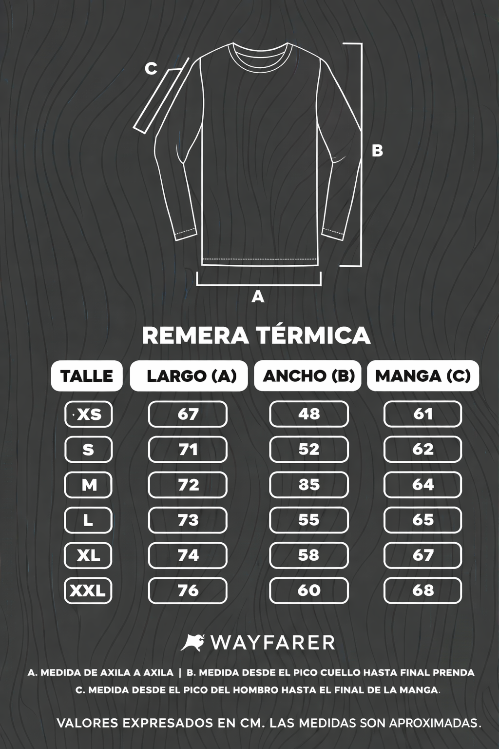 Tabla de talles Remera Térmica Aslan